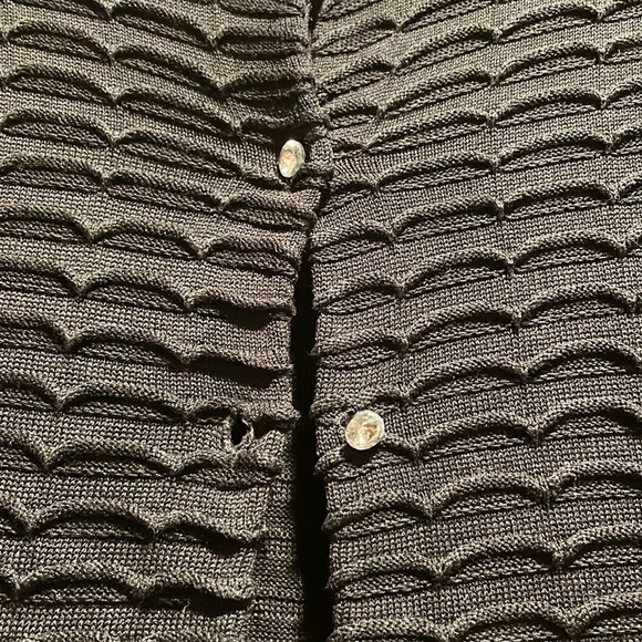 cache Black Rippled Sweater with Sparkle Diamond Like Buttons - Picture 3 of 5